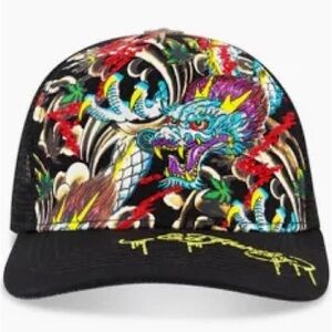 Ed Hardy Multicolor Dragon Trucker Hat - NWT!